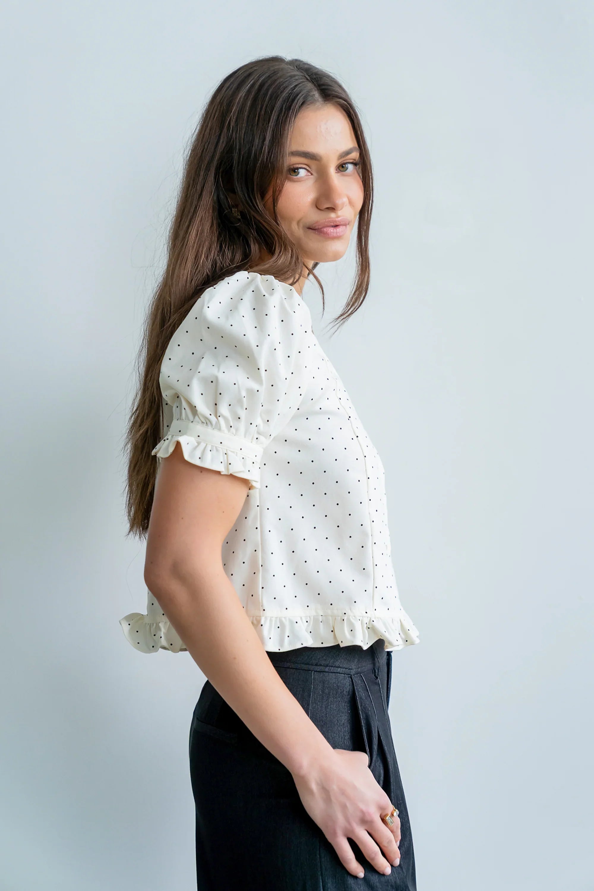 Jessie Polka Dot Blouse in Cream