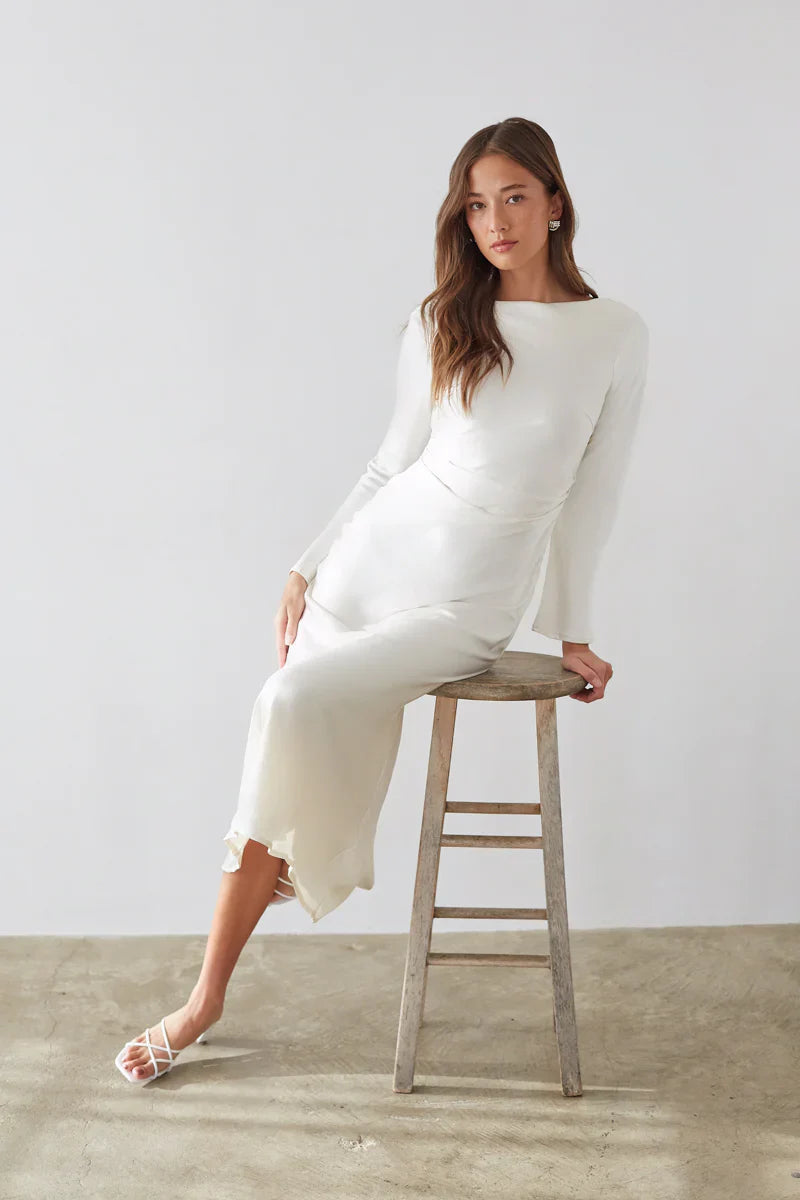 Sofia Open Back Satin Maxi Dress