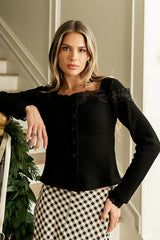 Kandice Waffle Knit Top in Black FINAL SALE