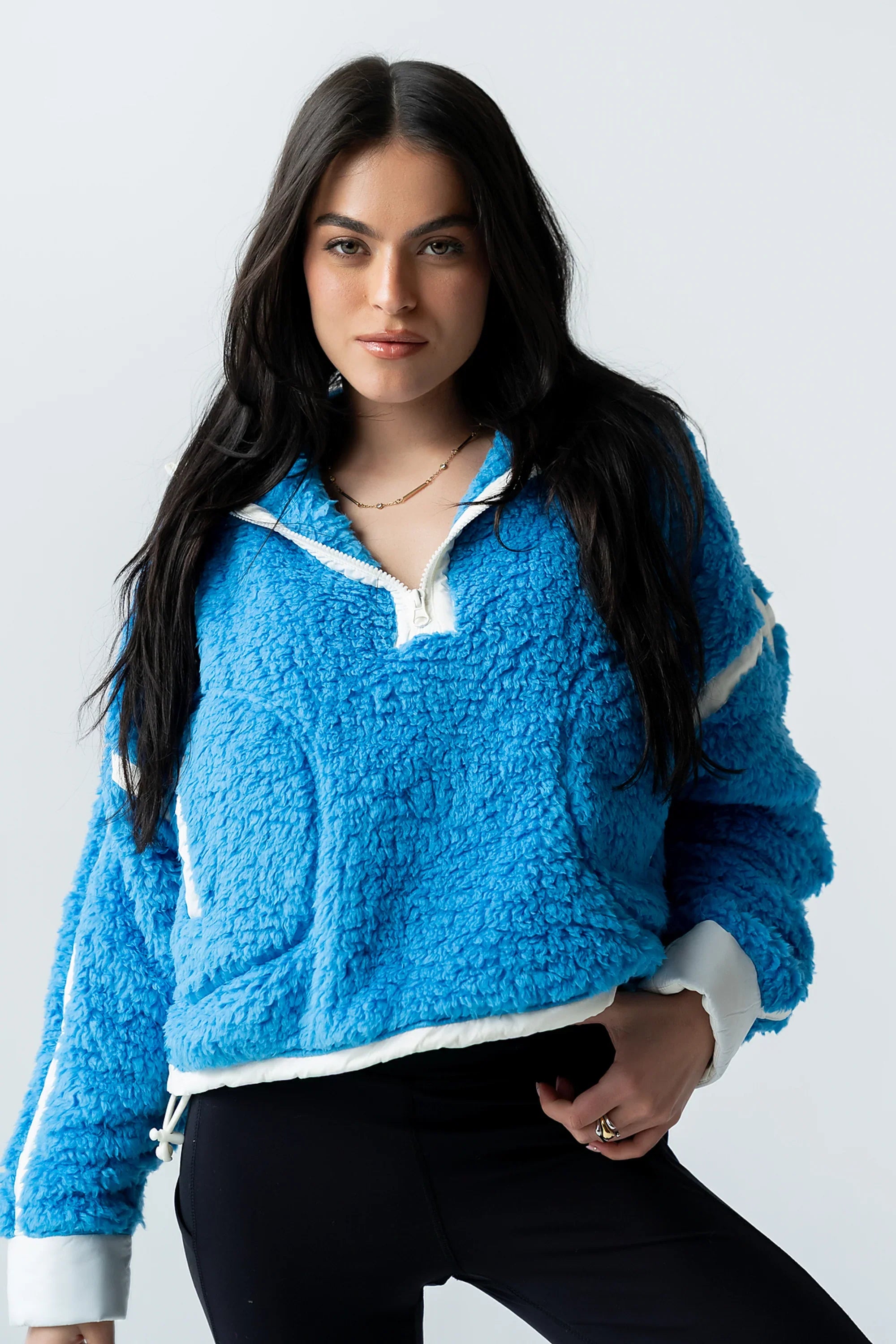 Lenny Sherpa Half Zip in Blue