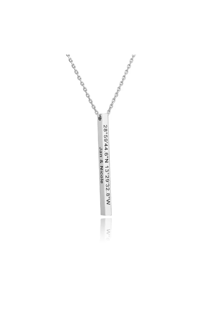 Personalized Gift 3D Bar Dimensional Pendant Necklaces