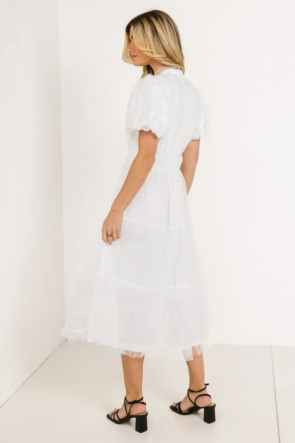 Padme Mesh Midi Dress in White FINAL SALE
