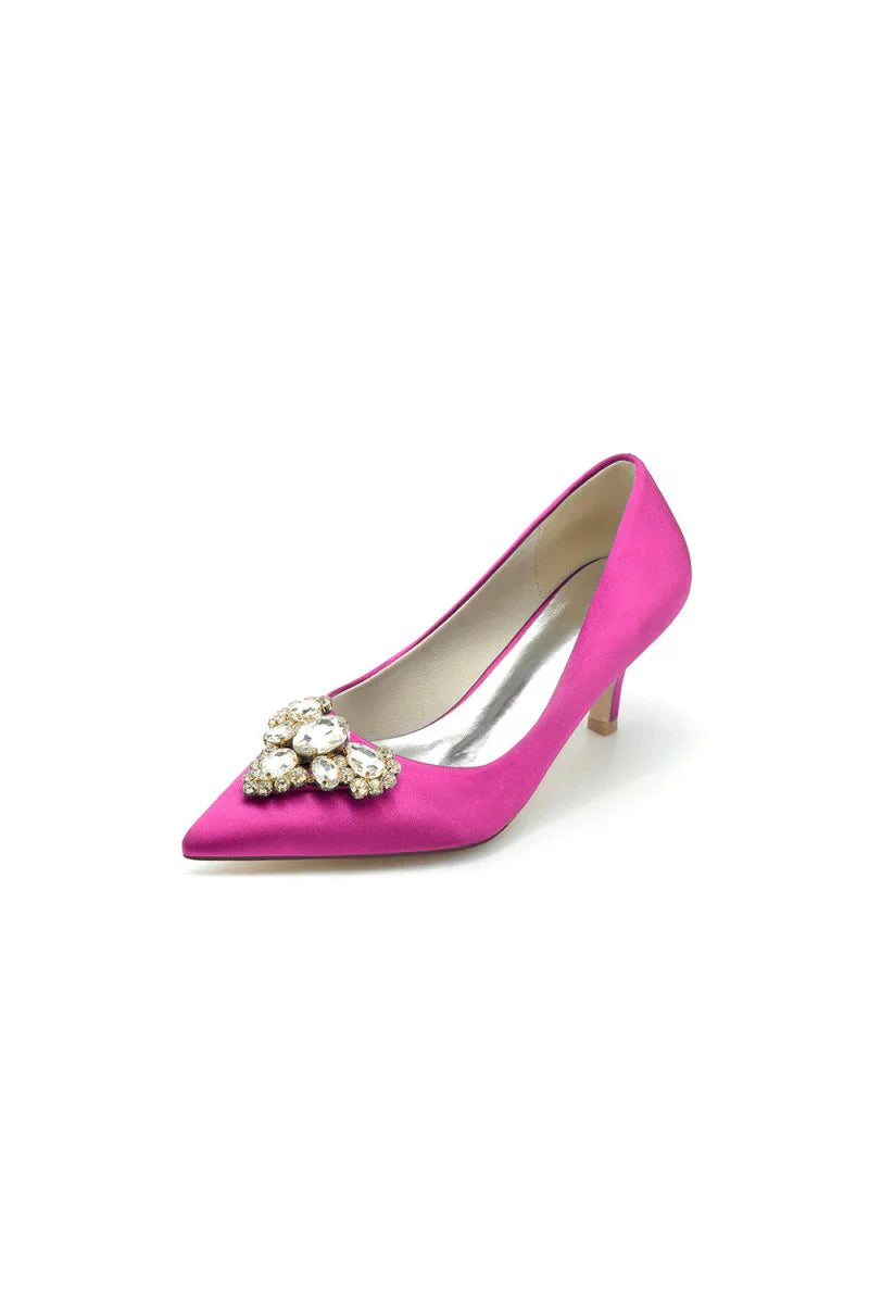 Pointed Toe Stiletto Heels with Rhinestone