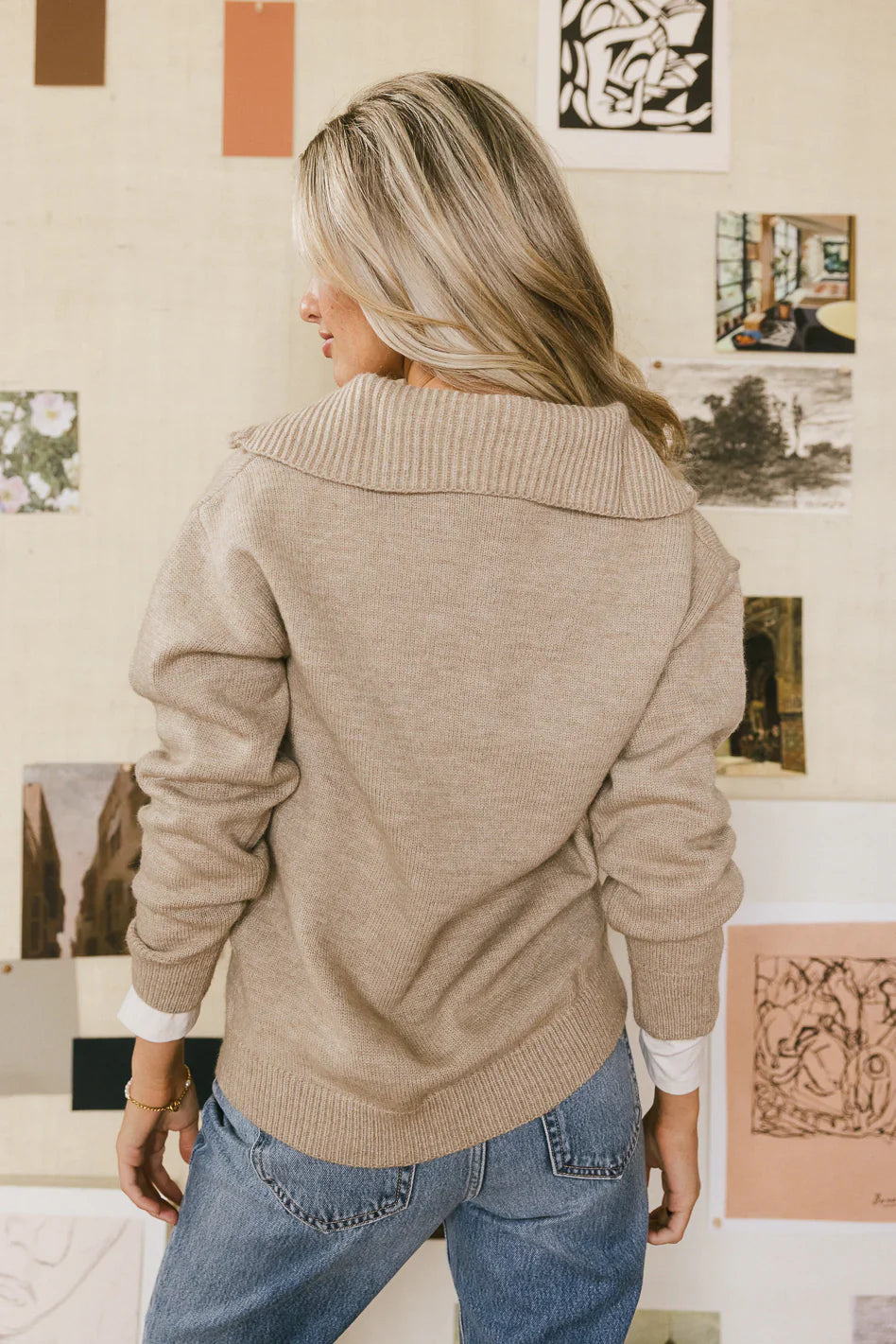 Violet Quarter Zip Sweater in Taupe FINAL SALE
