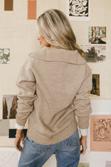 Violet Quarter Zip Sweater in Taupe FINAL SALE