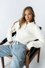 Brandi Collared Sweater in White