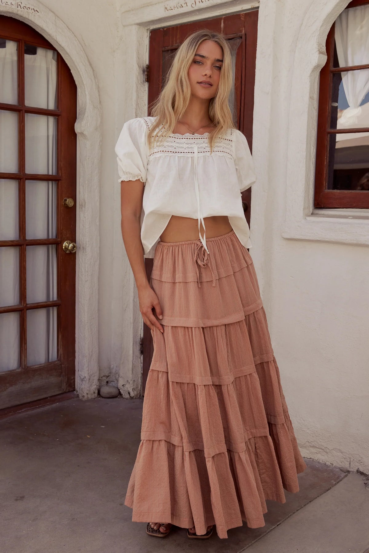 Rain Striped Maxi Skirt in Rust FINAL SALE