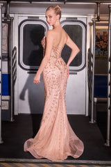 Bellamy Gown Cascading Crystal Strapless Dress
