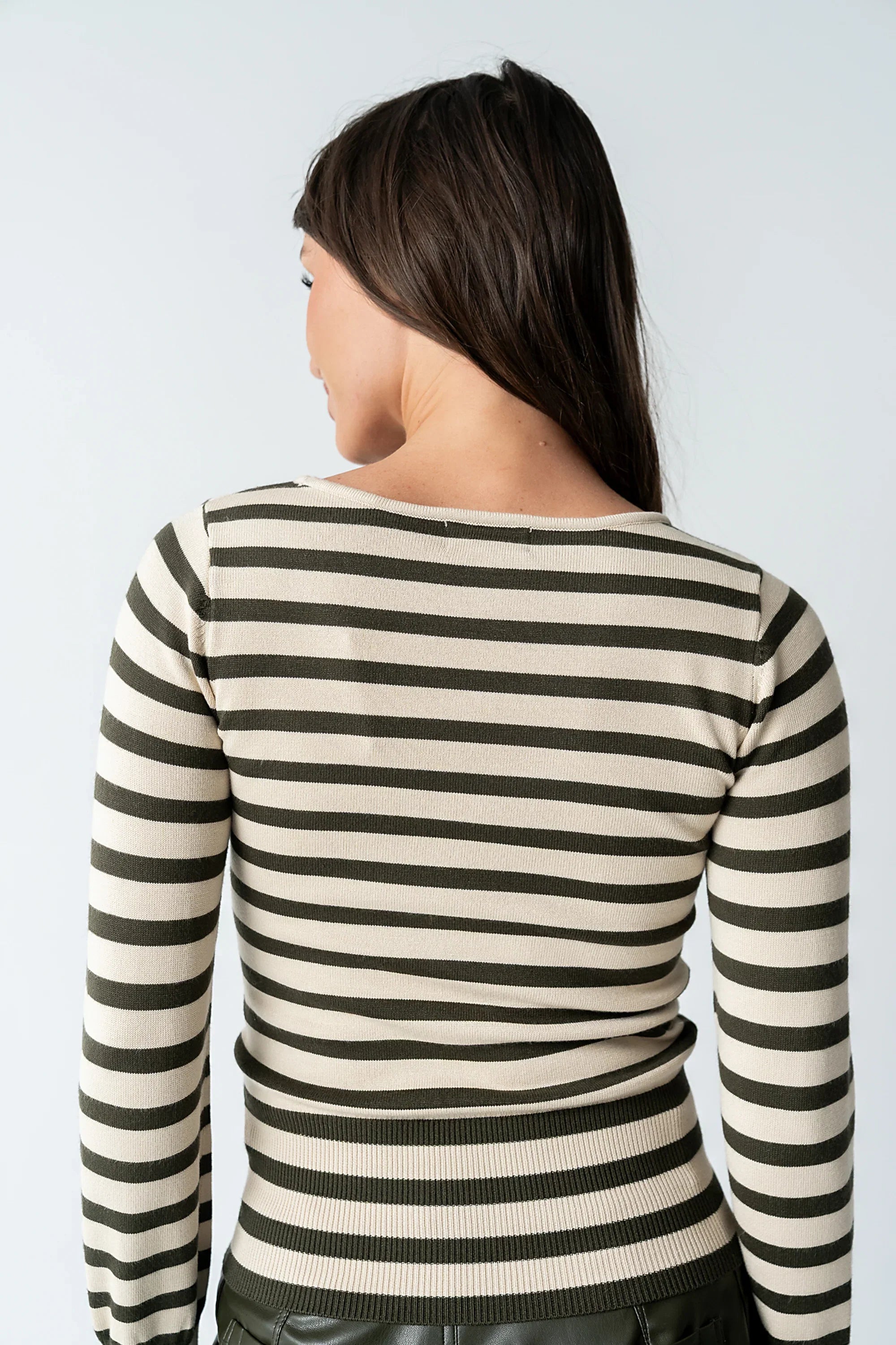 Waldorf Striped Top in Olive