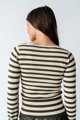 Waldorf Striped Top in Olive
