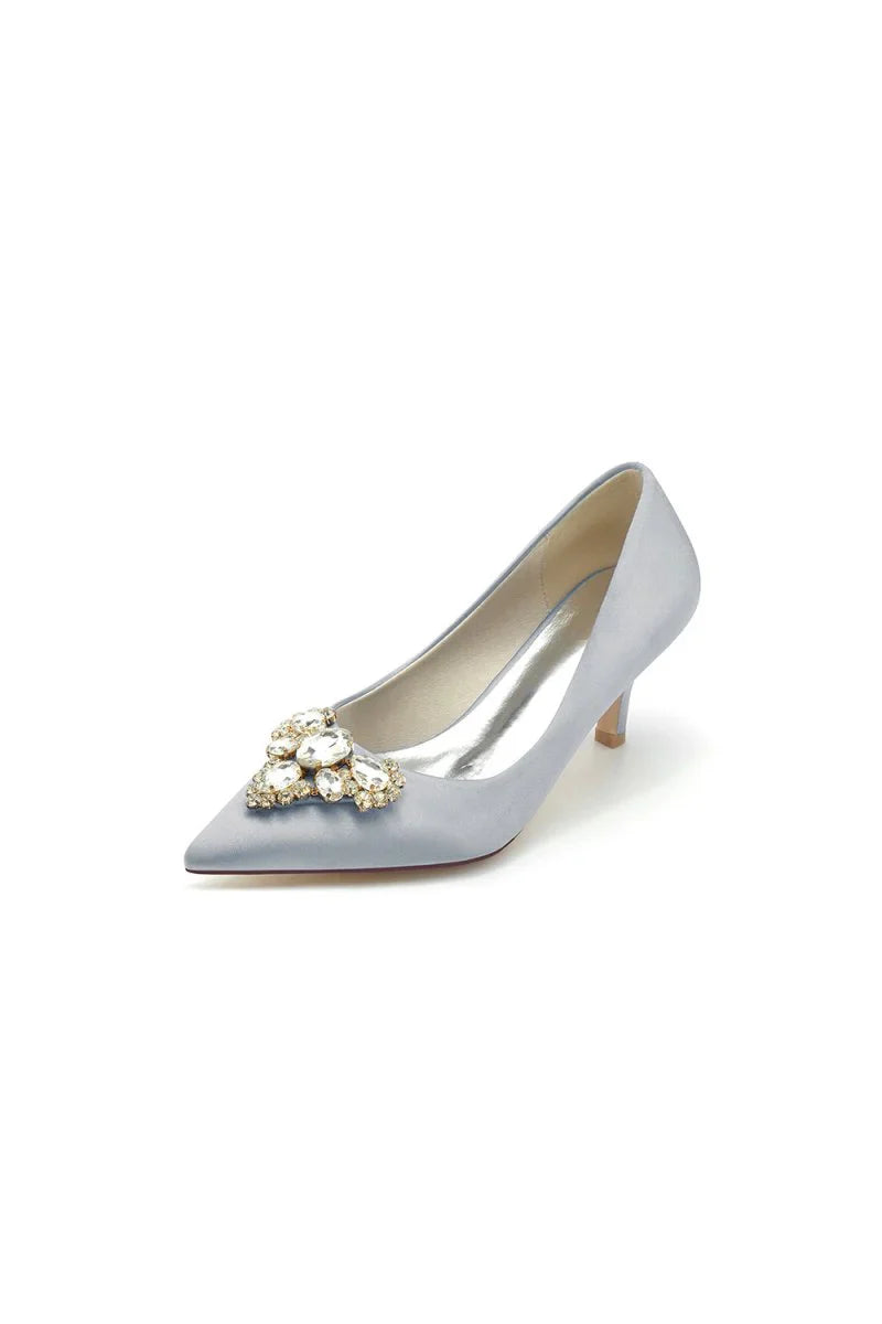 Pointed Toe Stiletto Heels with Rhinestone