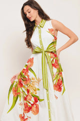 SPRING HEIRLOOM FLORAL PRINT MIDI DRESS