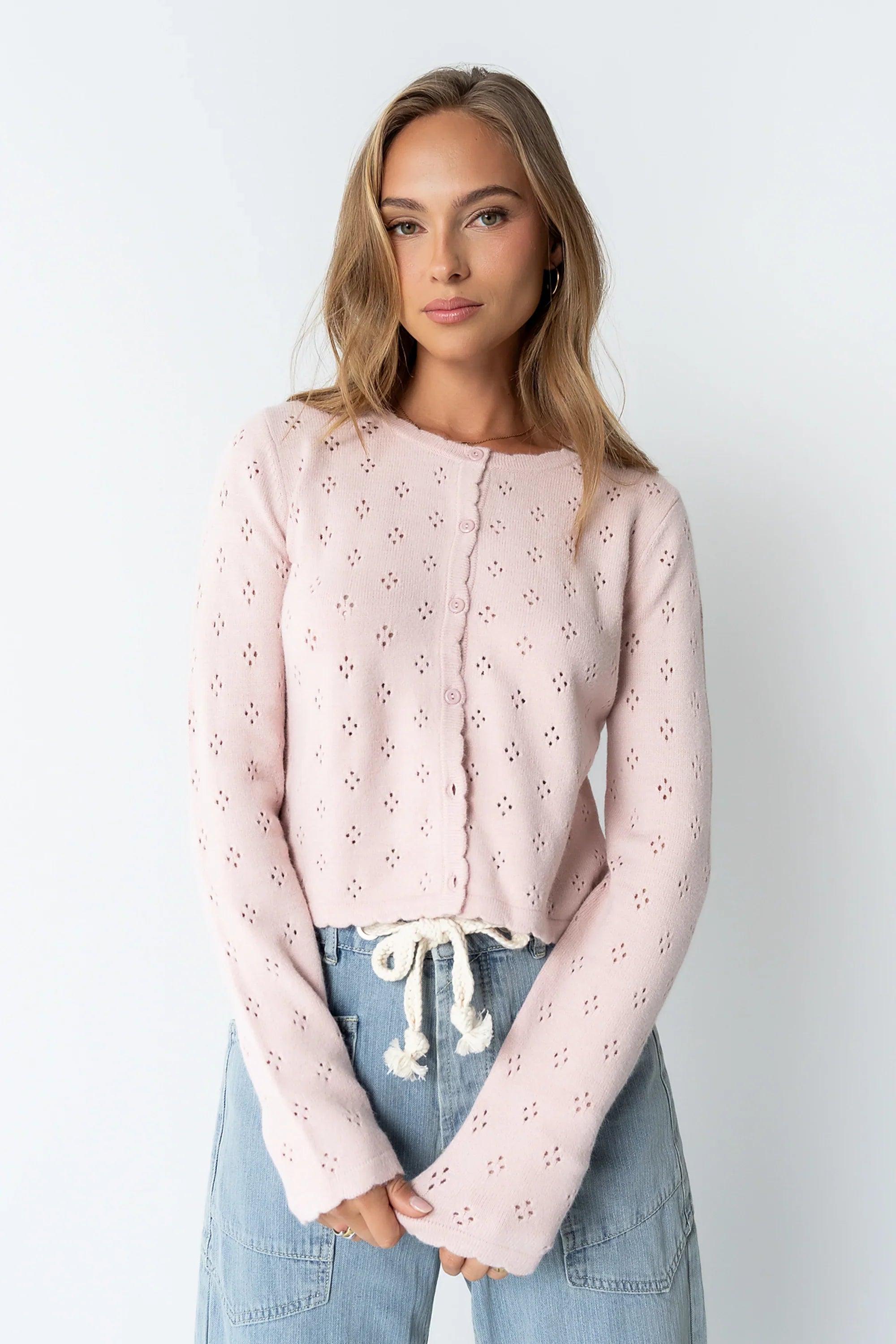 Kandy Scalloped Sweater in Pink