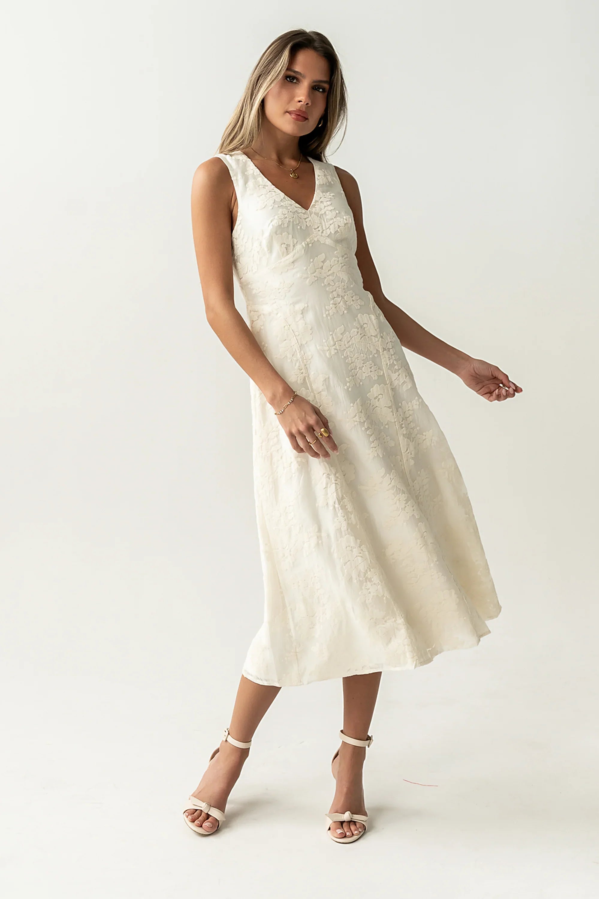 Ariel Embroidered Midi Dress