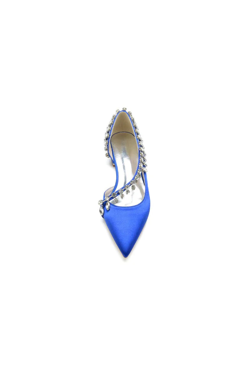 Rhinestone Beaded Pointed Toe Kitten Heels
