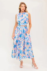 SUMMER HARMONY TIE TOP SKIRT SET POWDER BLUE