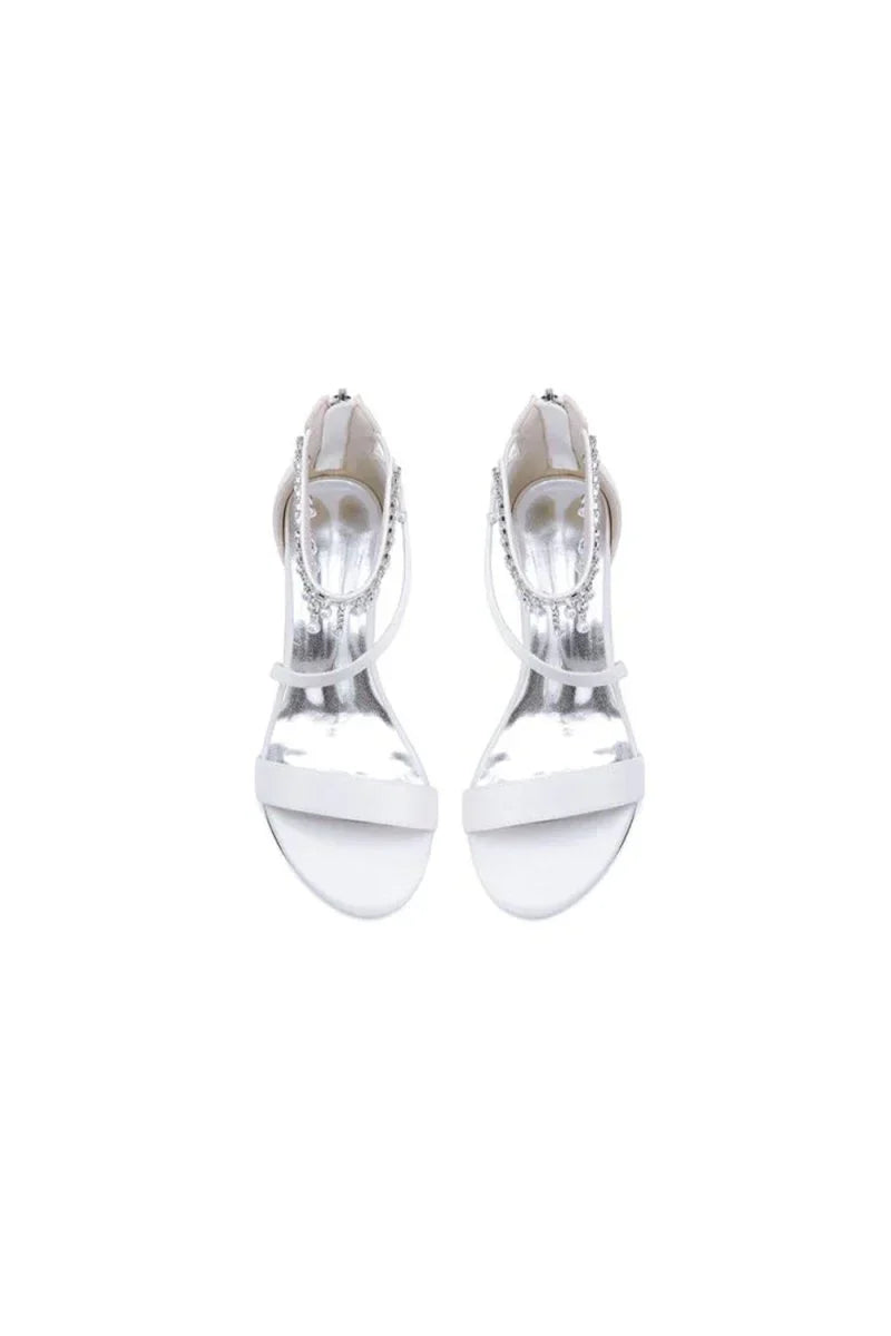 Strappy Heeled Sandals with Pearl and Crystal Embellishments