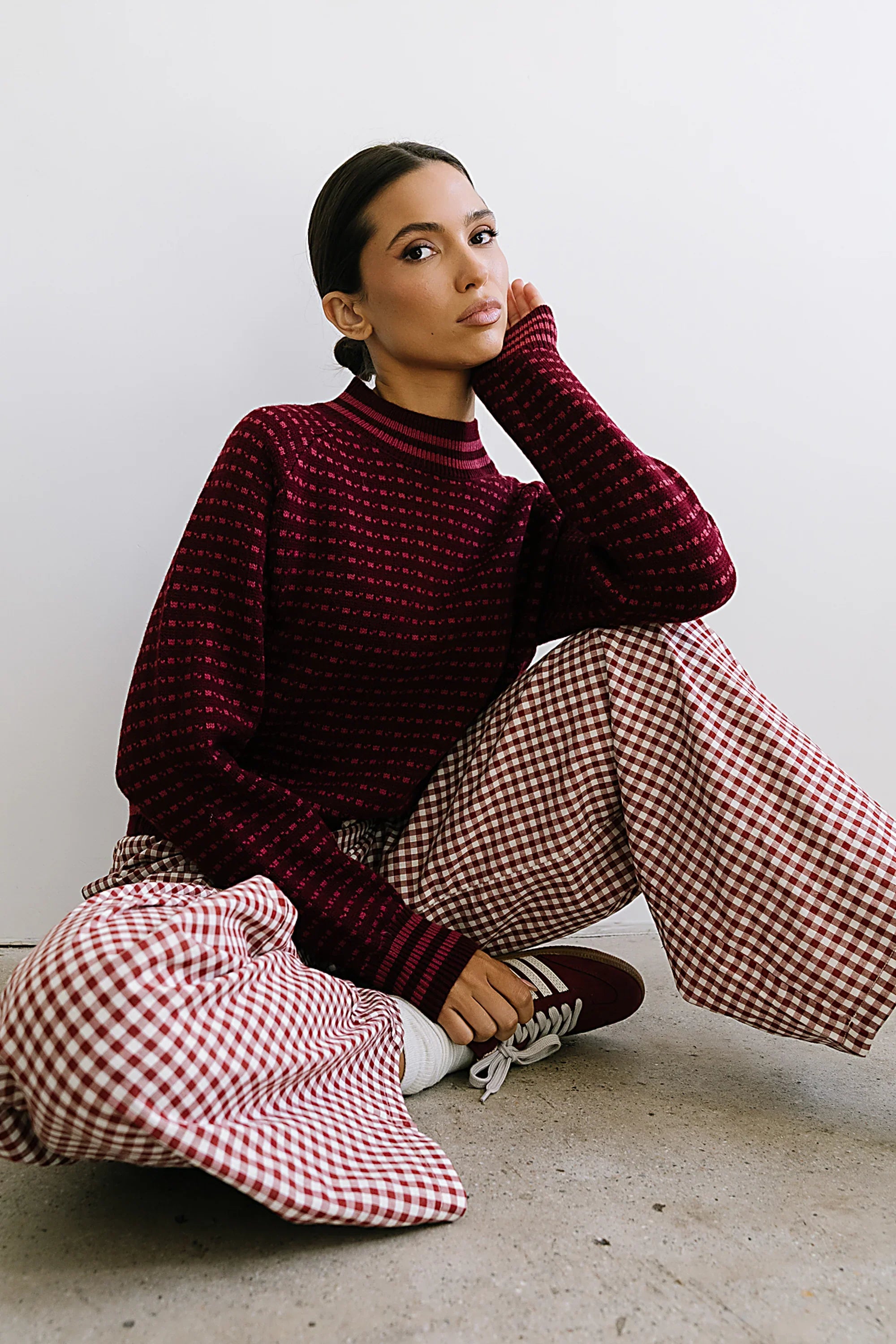 Monroe Knit Sweater in Burgundy FINAL SALE
