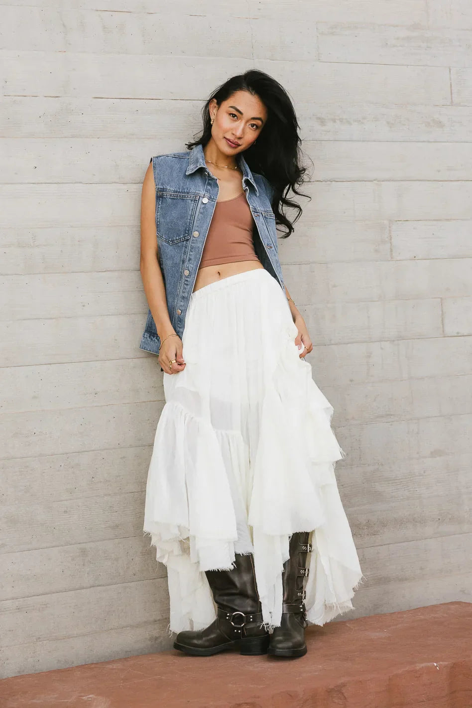 Augusta Handkerchief Skirt in Cream FINAL SALE