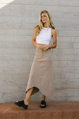 Blythe Denim Skirt in Taupe FINAL SALE