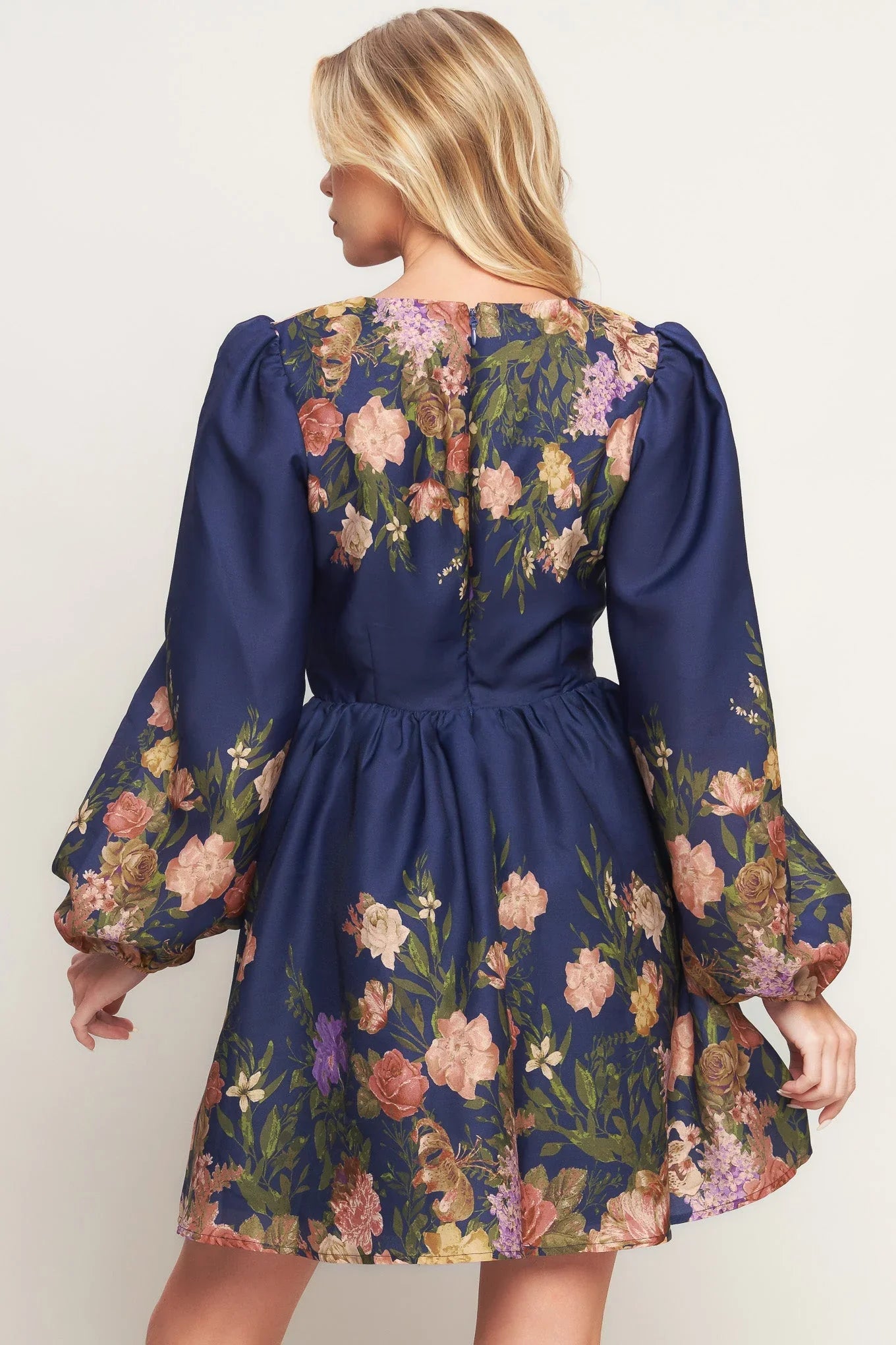 NOCTURNE IN BLOOM NAVY MINI DRESS