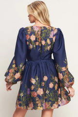 NOCTURNE IN BLOOM NAVY MINI DRESS