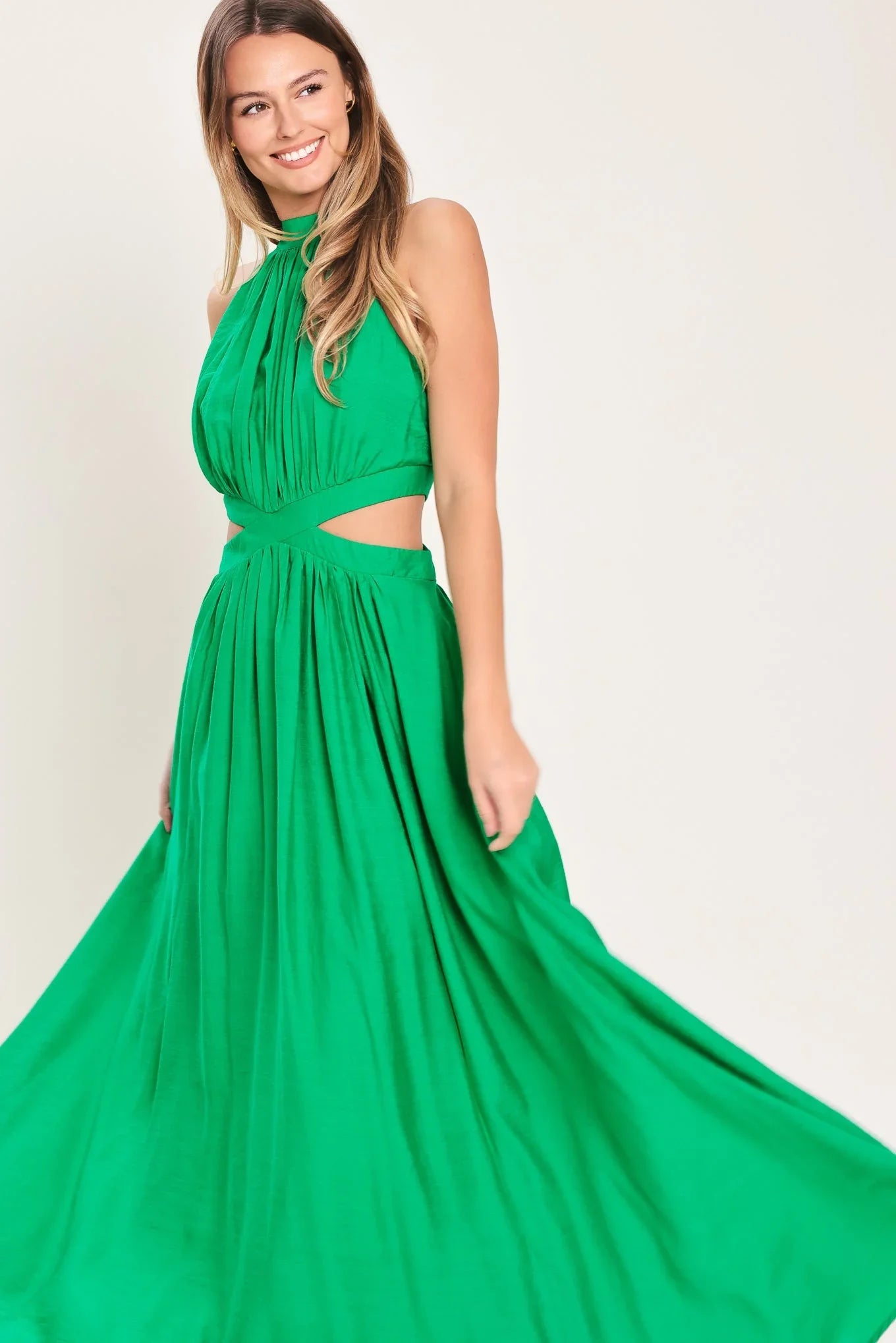 HALTER MAXI DRESS WITH SIDE CUT OUTS