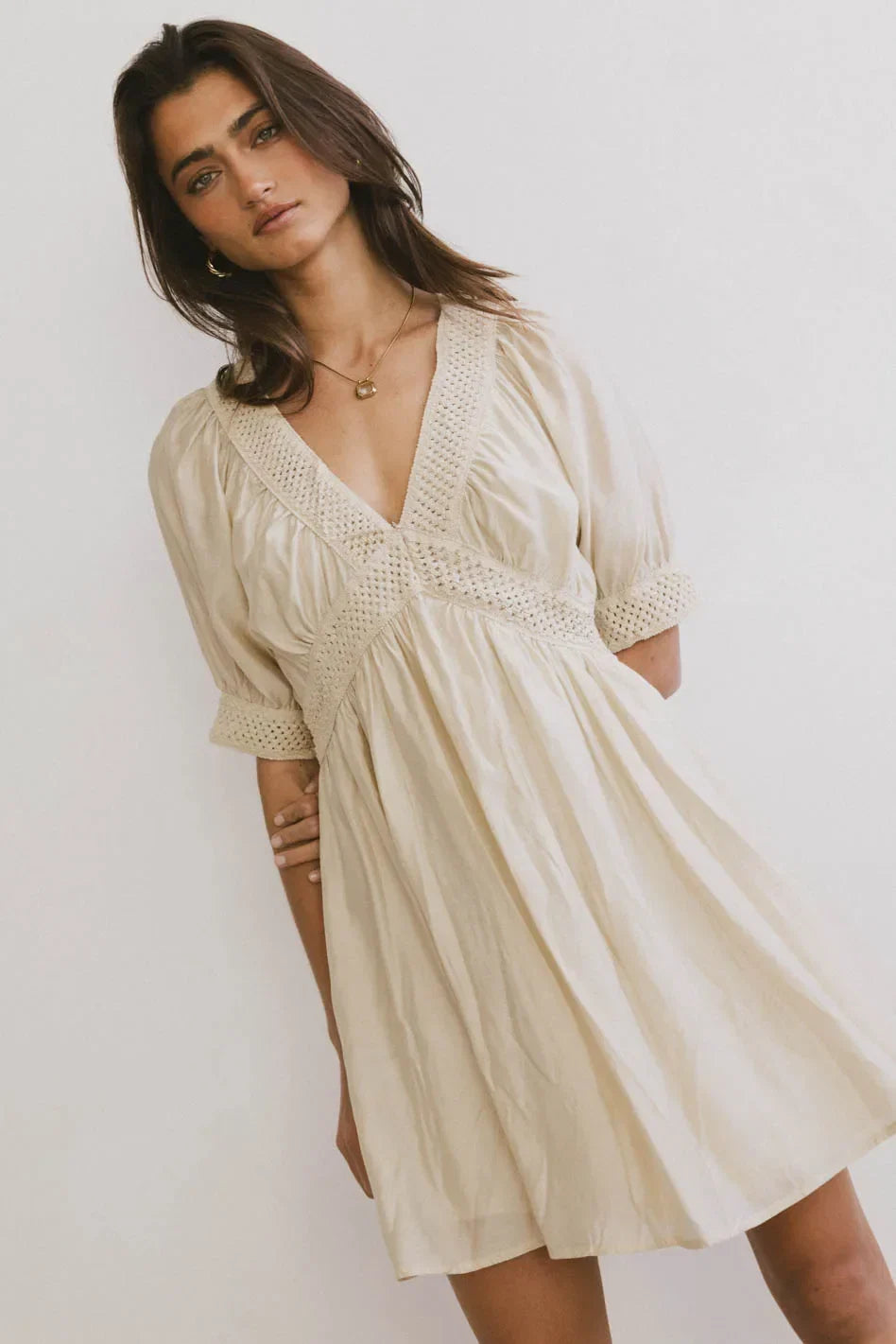 Lorna Mini Dress in Natural FINAL SALE