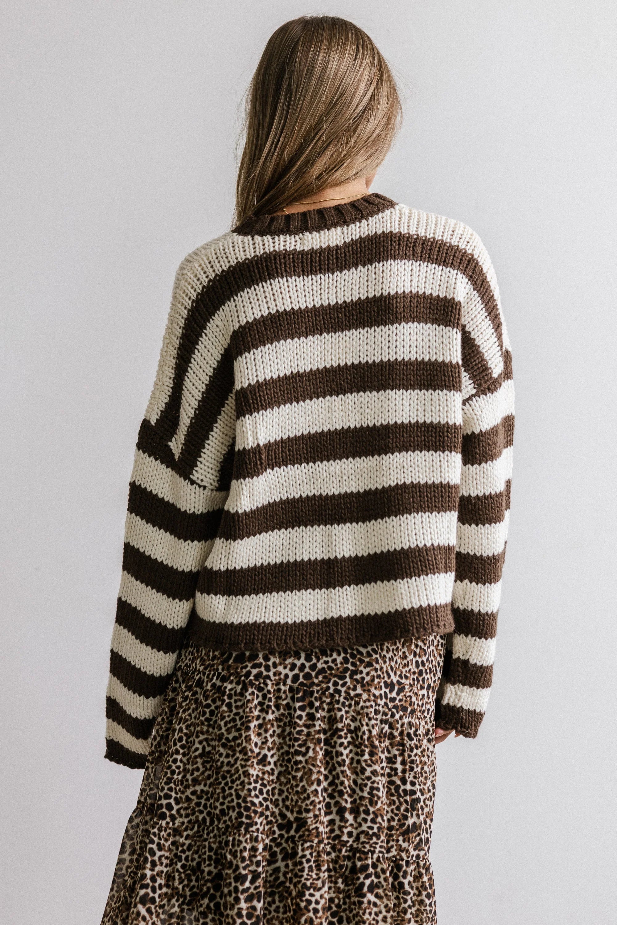 Beckam Striped Sweater in Mocha