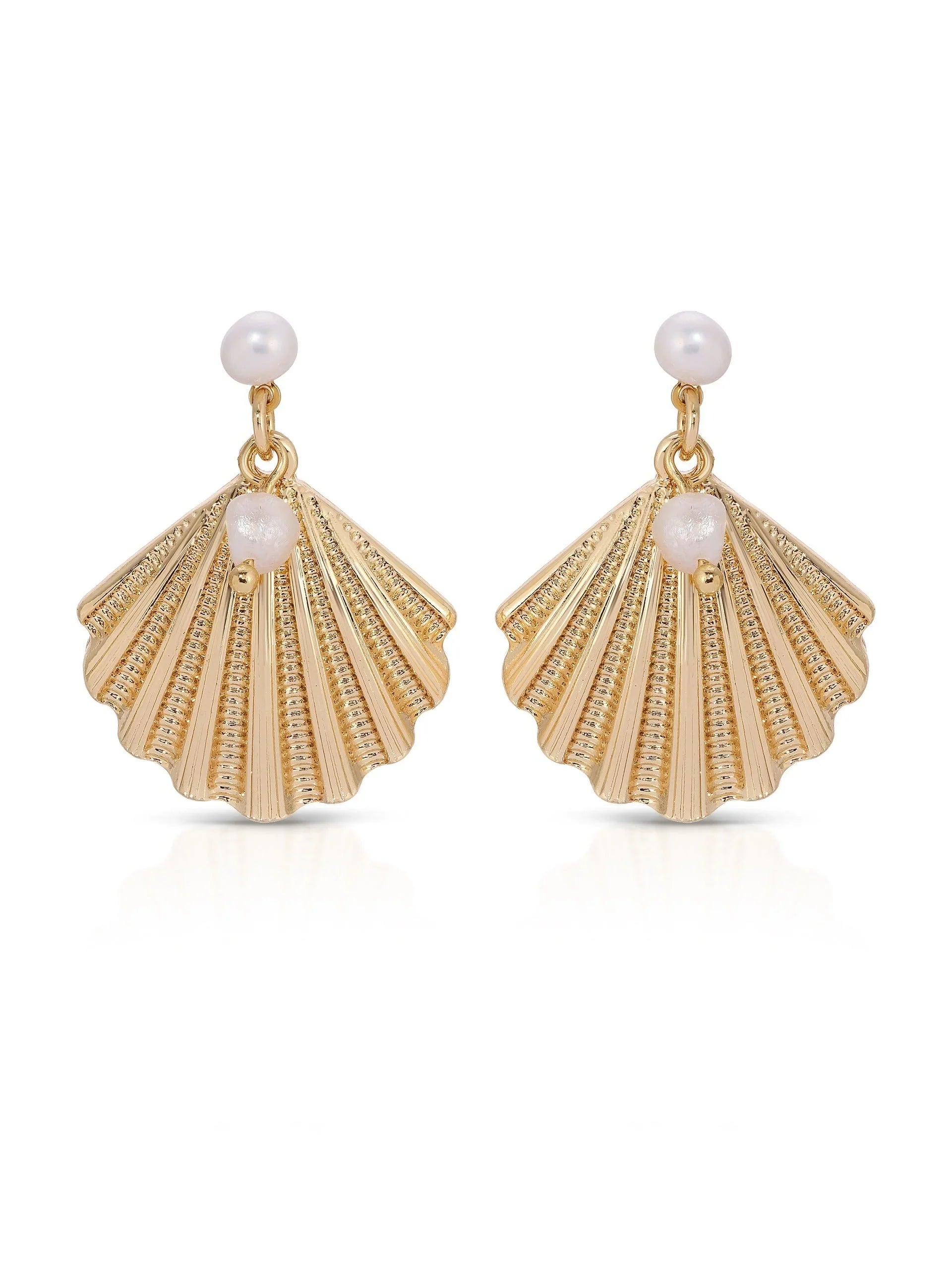 Scallop Shell and Pearl Earrings