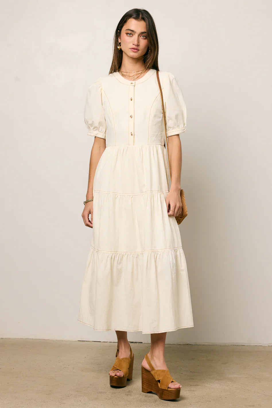 Finey Button Front Maxi Dress in Cream FINAL SALE
