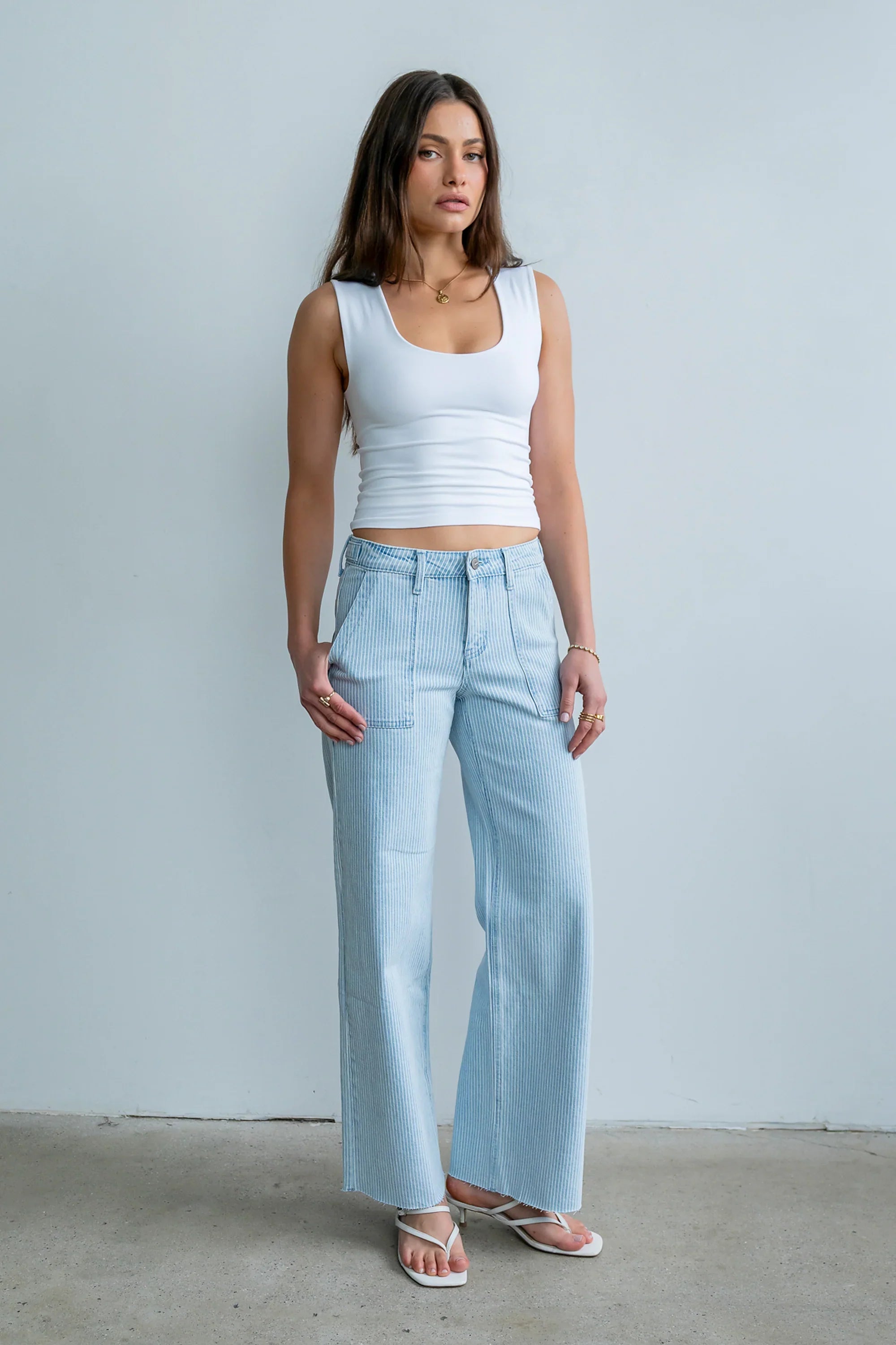 Sydney Striped Wide Leg Jeans