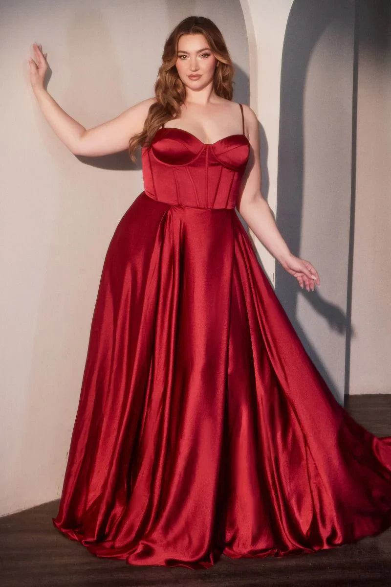 SELMA GOWN A LINE LUXE SATIN BUSTIER DRESS