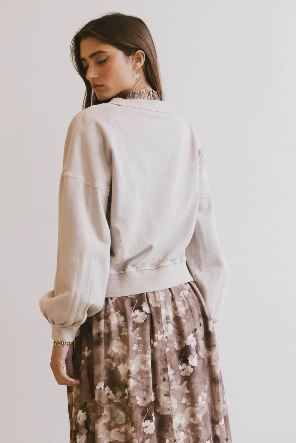 Sutton Exposed Seam Crewneck in Bone FINAL SALE