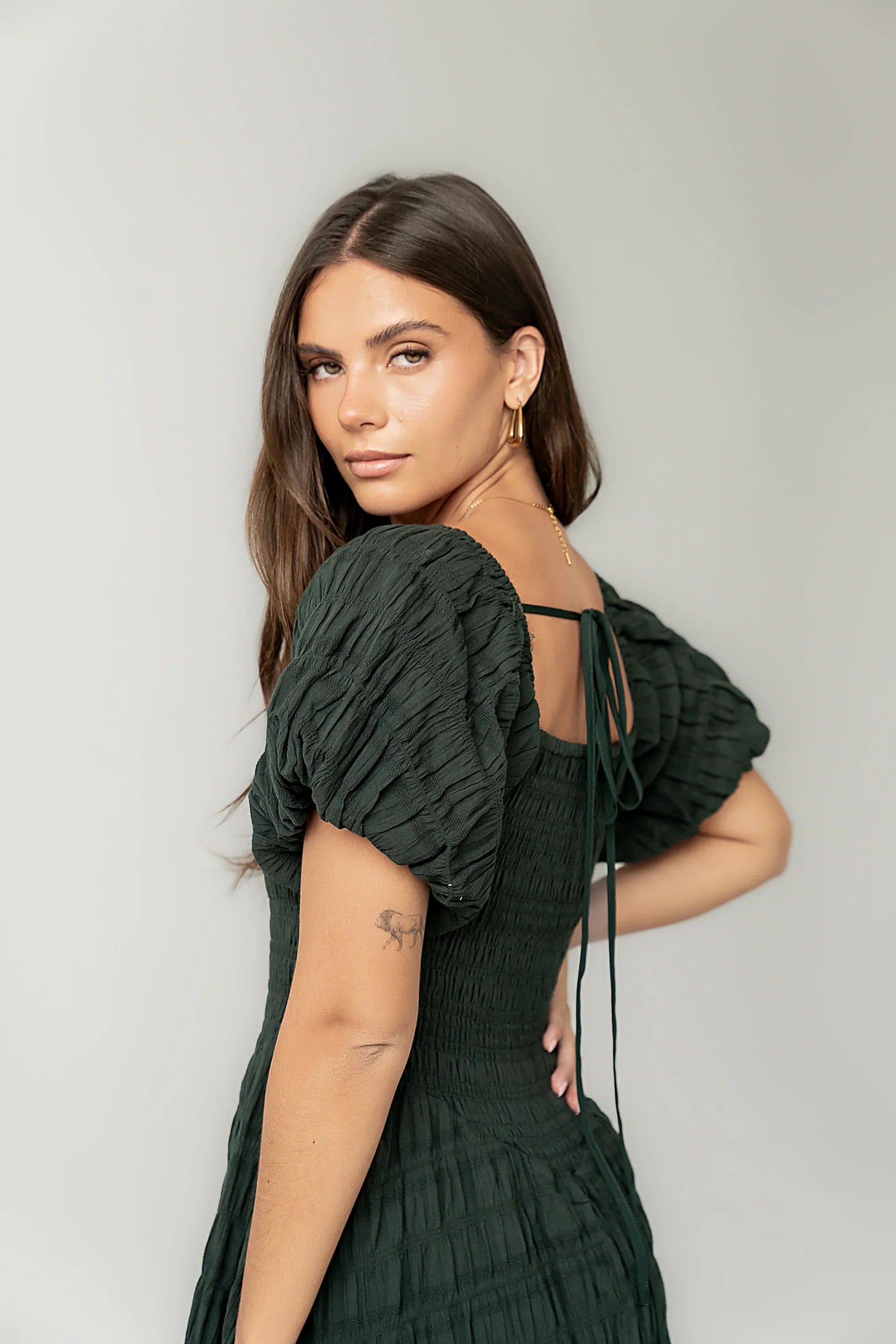 Beckie Smocked Maxi Dress in Green FINAL SALE
