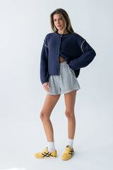 Mindi Contrast Sweater in Navy