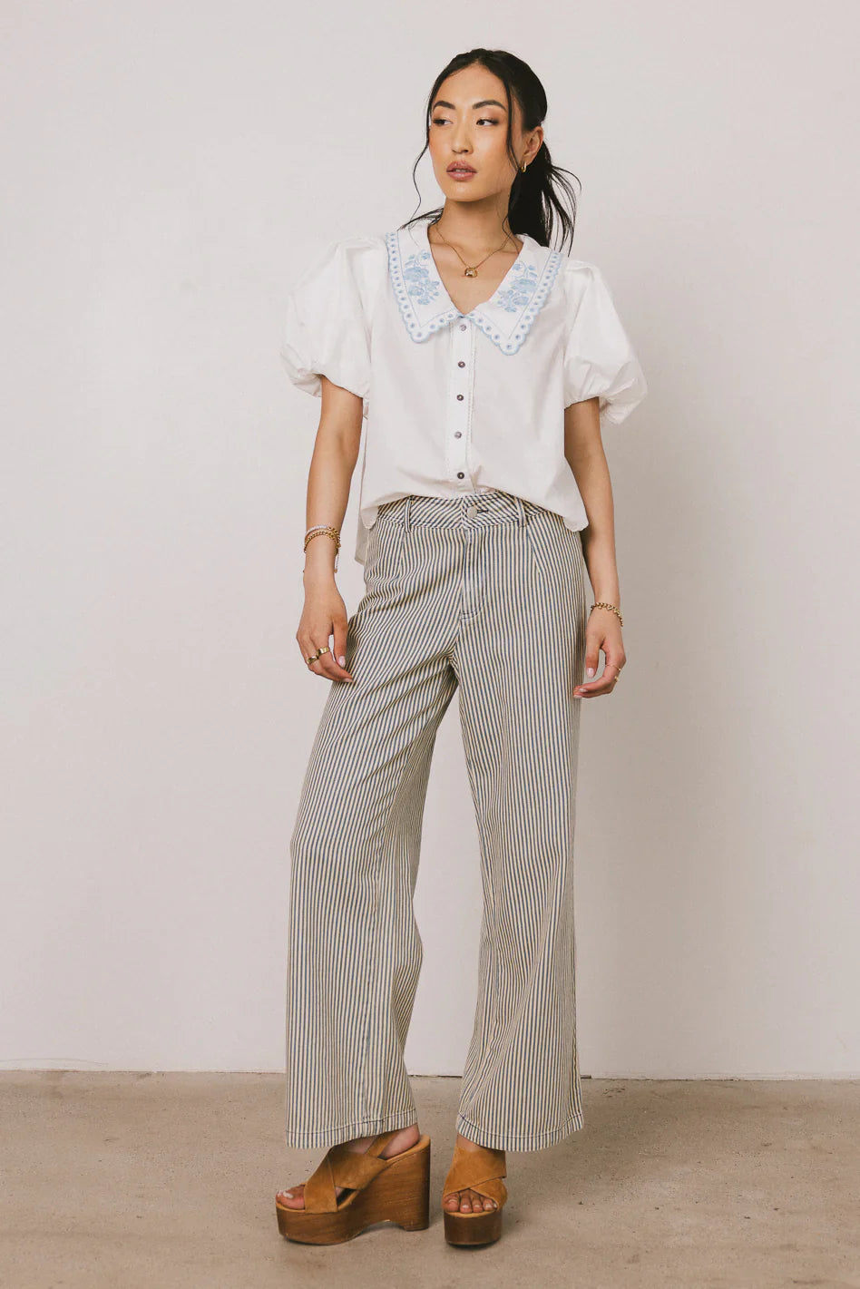 Lara Embroidered Blouse in Off White FINAL SALE