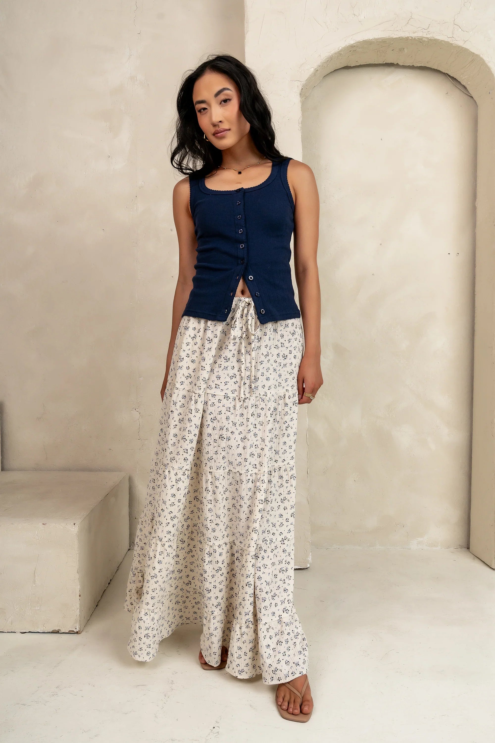 Apollo Knit Tank Top in Navy