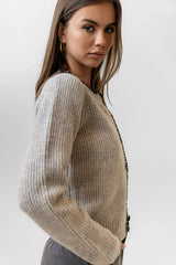 Darren Contrast Cardigan in Taupe