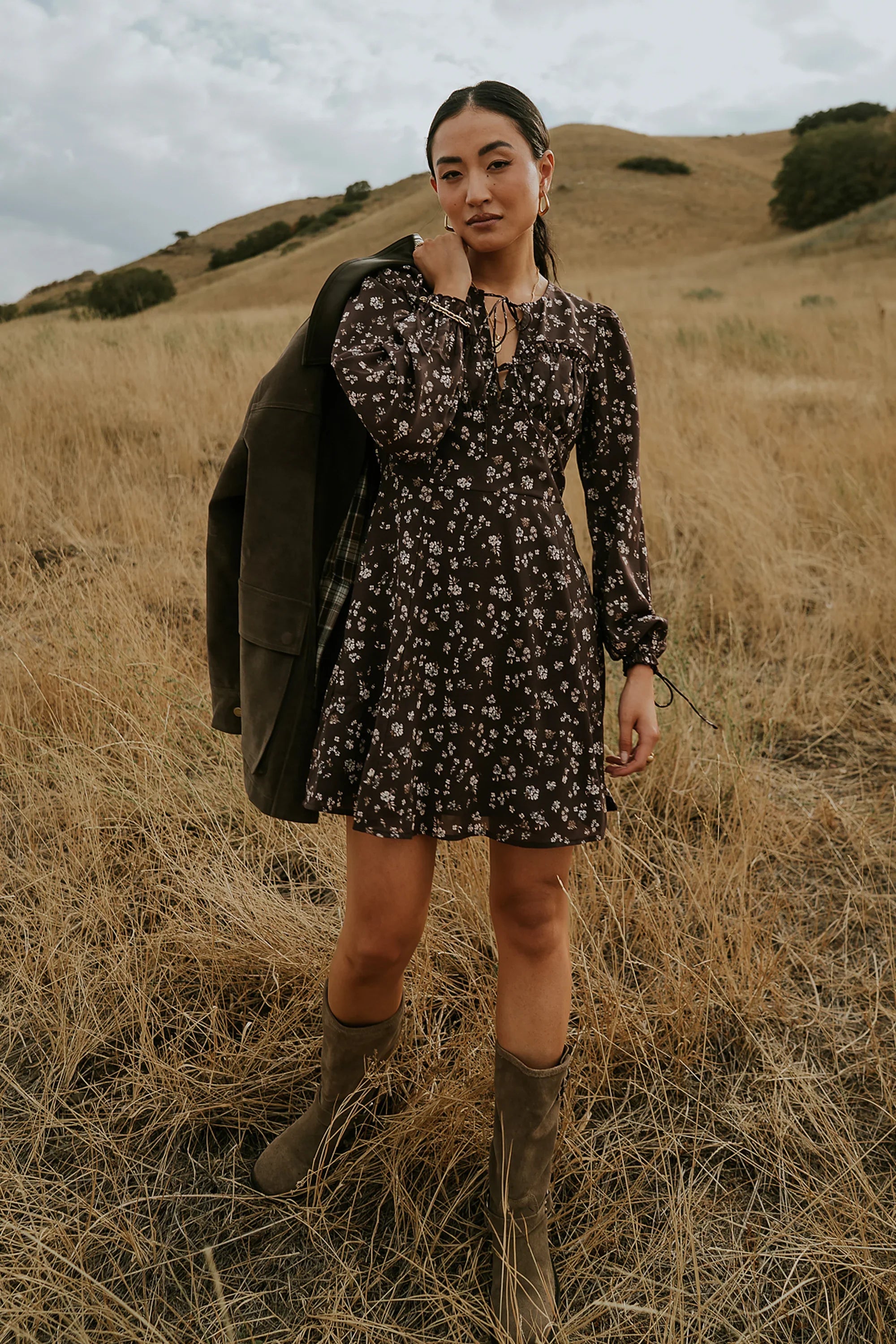 Myles Floral Mini Dress in Burgundy FINAL SALE