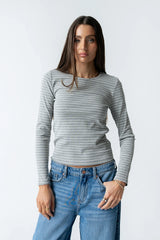 Indiana Striped Top in Heather Grey