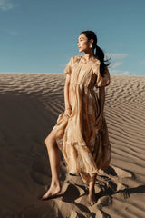 Fool For You Midi Dress in Camel FINAL SALE