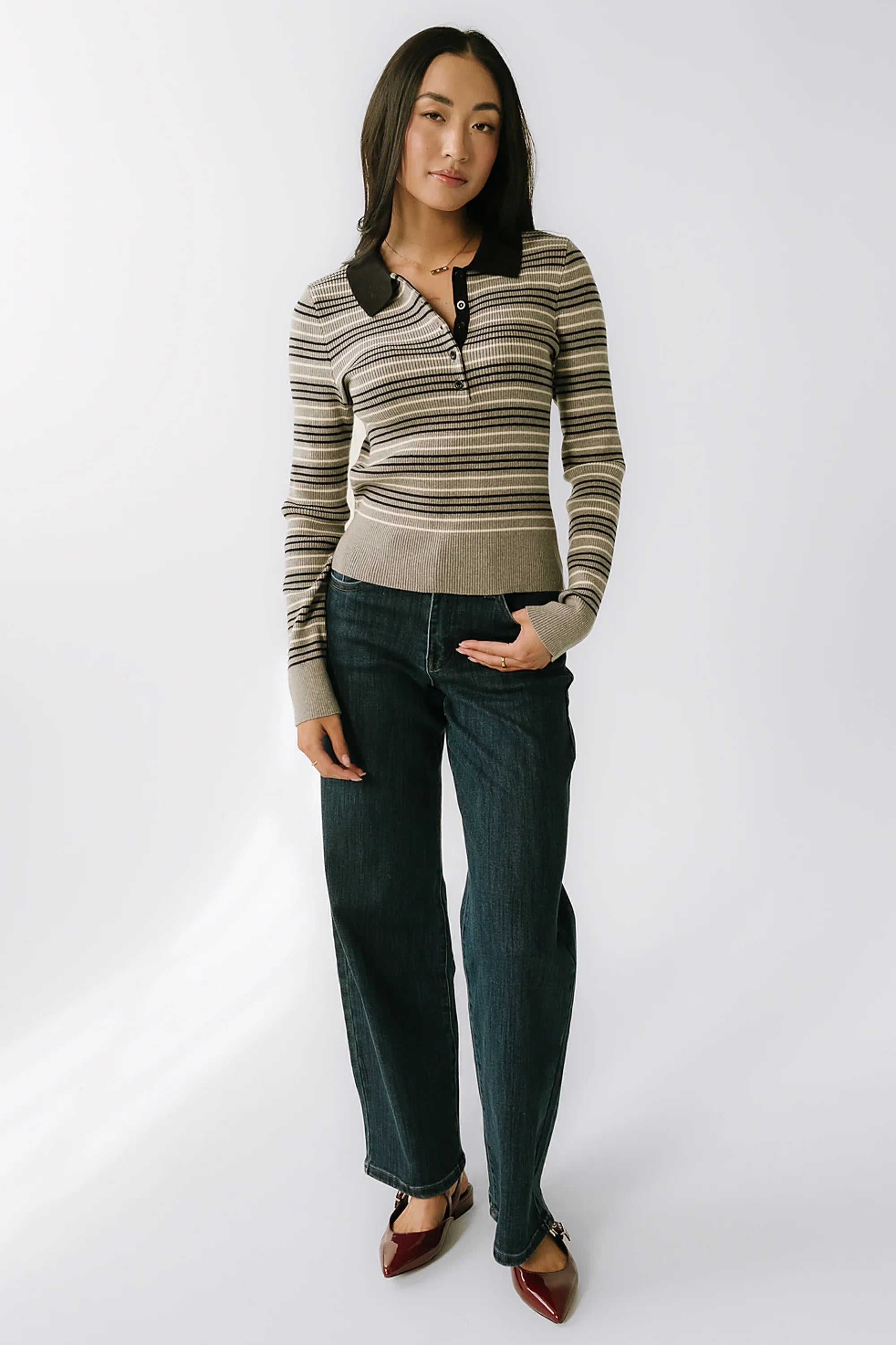 Romero Striped Sweater in Grey