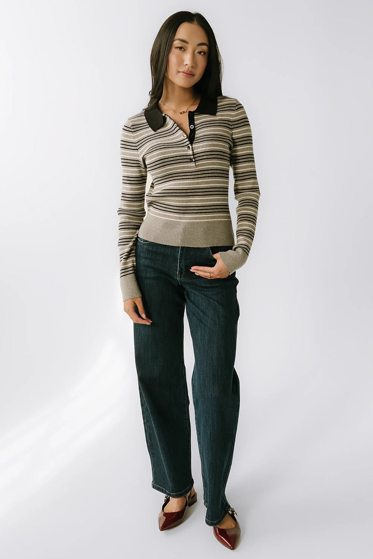 Romero Striped Sweater in Grey