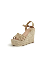 Outdoor Peep Toe Wedge Heel Shoes With Buckle Braided Strap