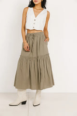 Aspen Midi Skirt in Olive FINAL SALE