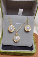 White Pearl Earrings Necklace Sets