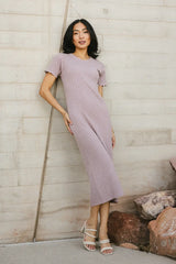 Emmie Ribbed Midi Dress in Lavender FINAL SALE