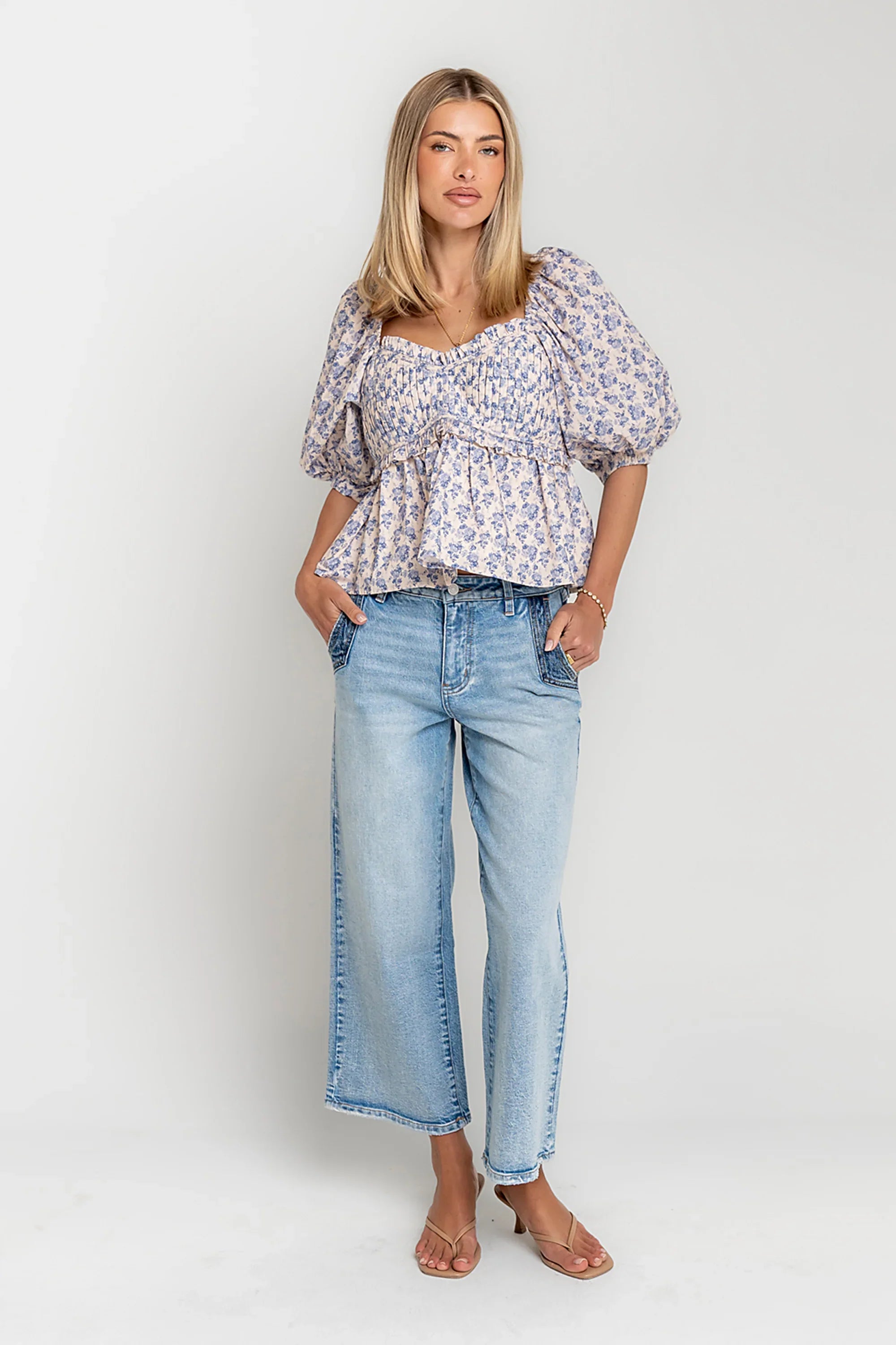 Corina Cropped Wide Leg Jeans