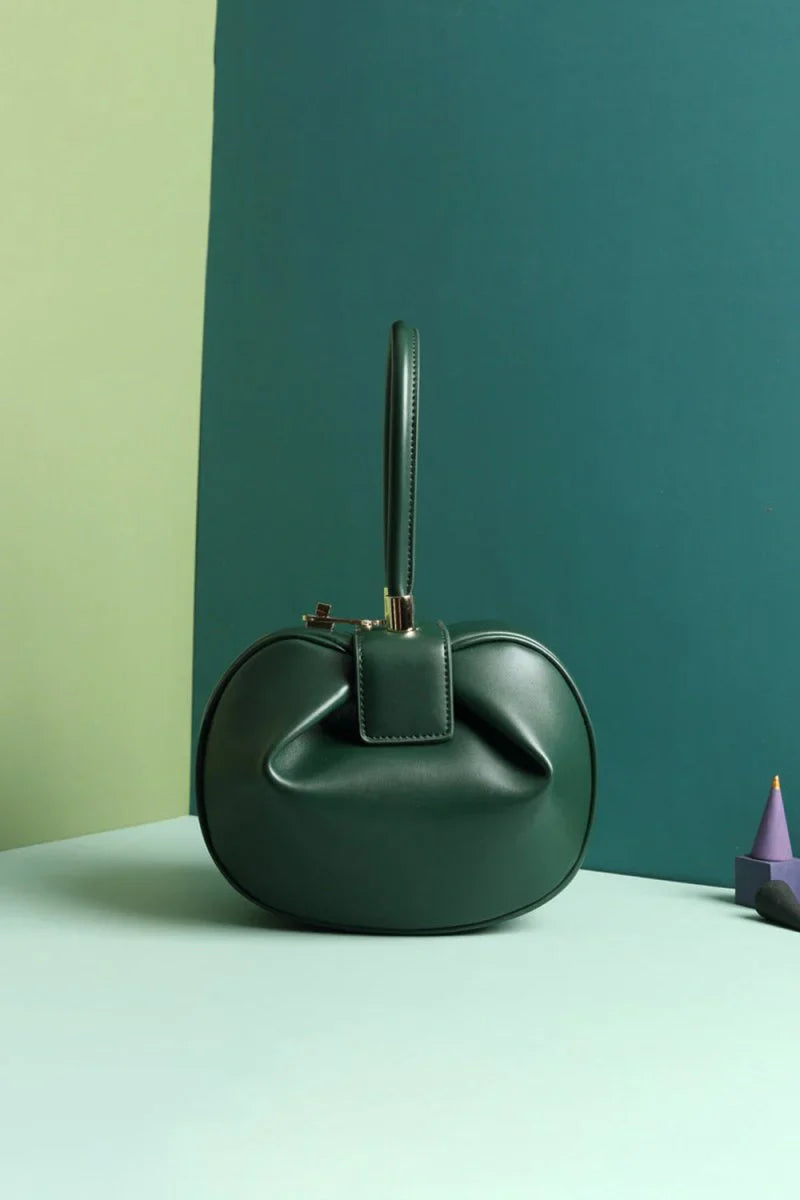 Womens Knotted Cherry Top Handle Clutch in Genuine Leather